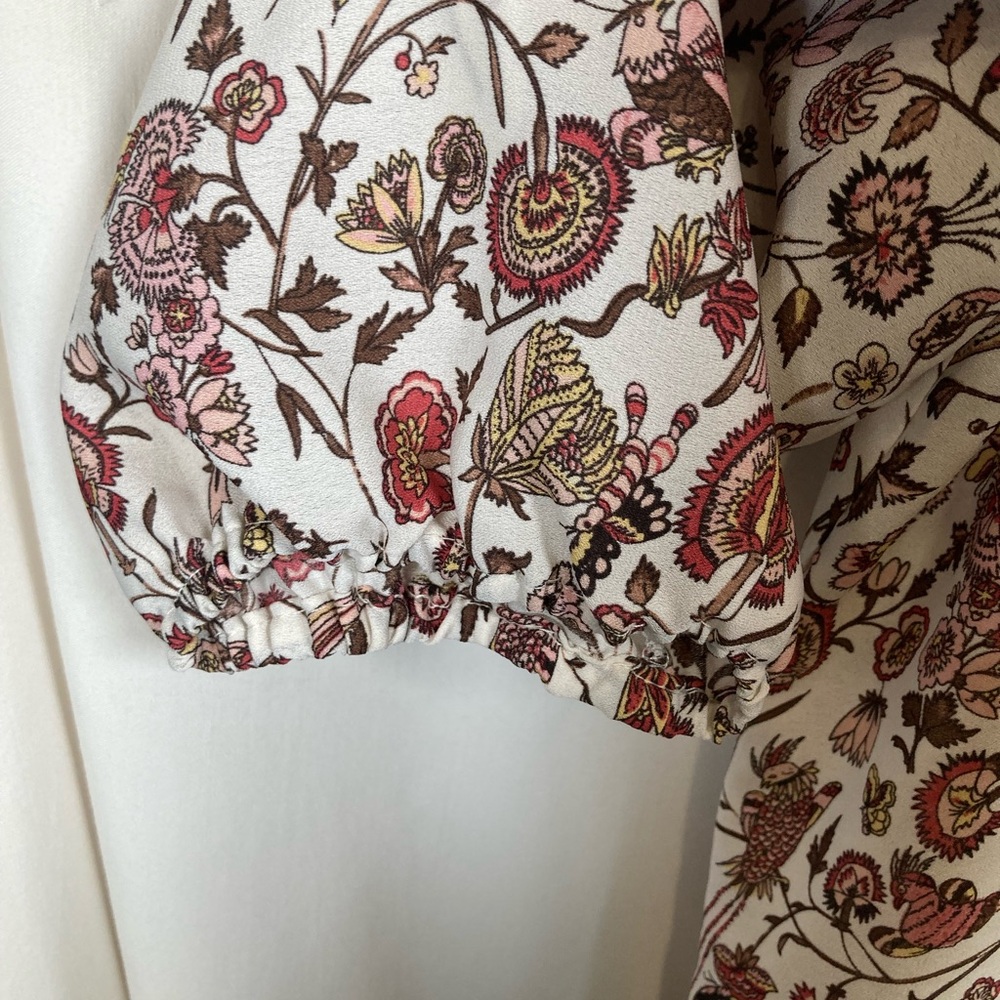 Max Studio Floral Flowy Blouse - Red and Cream Sz XL - Picture 10 of 14